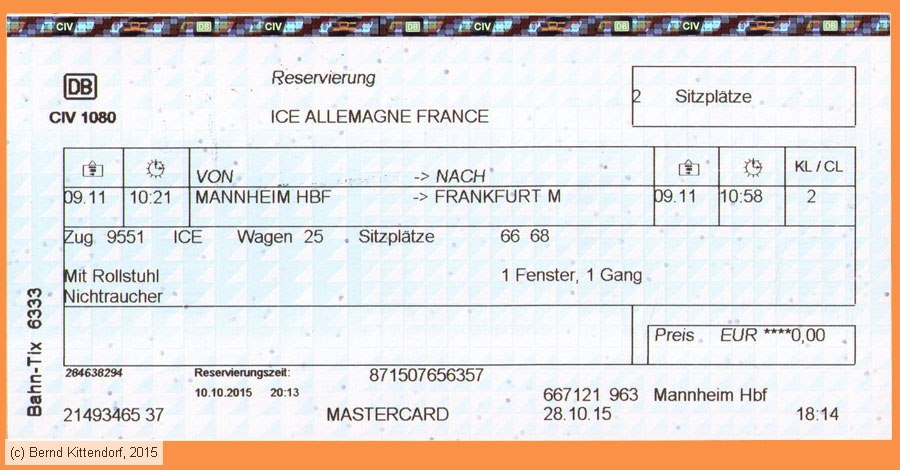 Deutschland Eisenbahn Fahrkarten aus