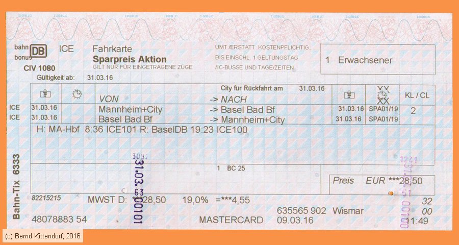 Deutschland Eisenbahn Fahrkarten aus