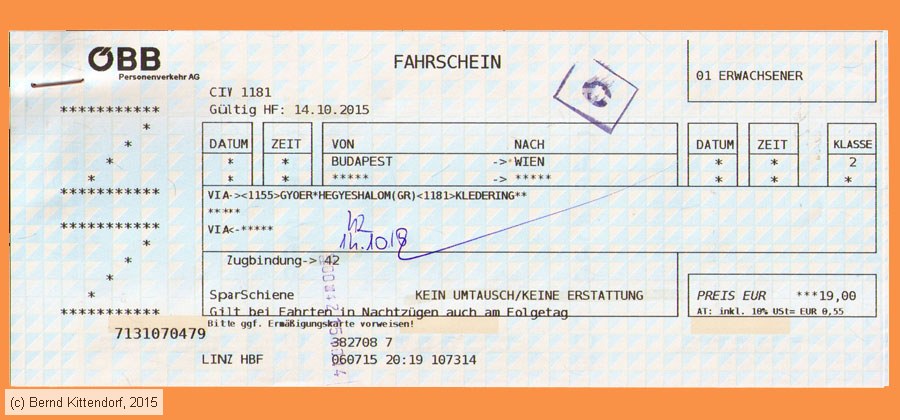 ÖBB - Fahrkarte
/ Bild: oebb_fk20151014ra.jpg ÖBB - Fahrkarte
/ Bild: oebb_fk20151014ra.jpg