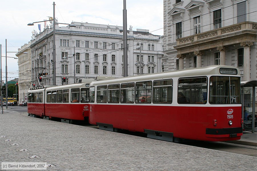 Wien - Straßenbahn - 1505
/ Bild: wien1505_bk0708100243.jpg Wien - Straßenbahn - 1505
/ Bild: wien1505_bk0708100243.jpg