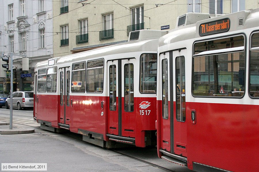 Wien - Straßenbahn - 1517
/ Bild: wien1517_bk1103190255.jpg Wien - Straßenbahn - 1517
/ Bild: wien1517_bk1103190255.jpg
