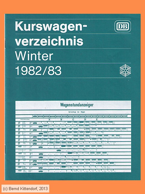 Deutsche Bundesbahn - Kurswagenverzeichnis Winter 1982/83
/ Bild: buch_ohnefpdb1982wikwv.jpg