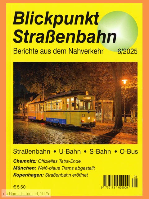 Blickpunkt Straßenbahn
/ Bild: buch_issn0173-0290-202506.jpg Blickpunkt Straßenbahn
/ Bild: buch_issn0173-0290-202506.jpg