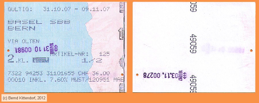 SBB - Fahrkarte
/ Bild: sbb_fk20071031rfk.jpg SBB - Fahrkarte
/ Bild: sbb_fk20071031rfk.jpg