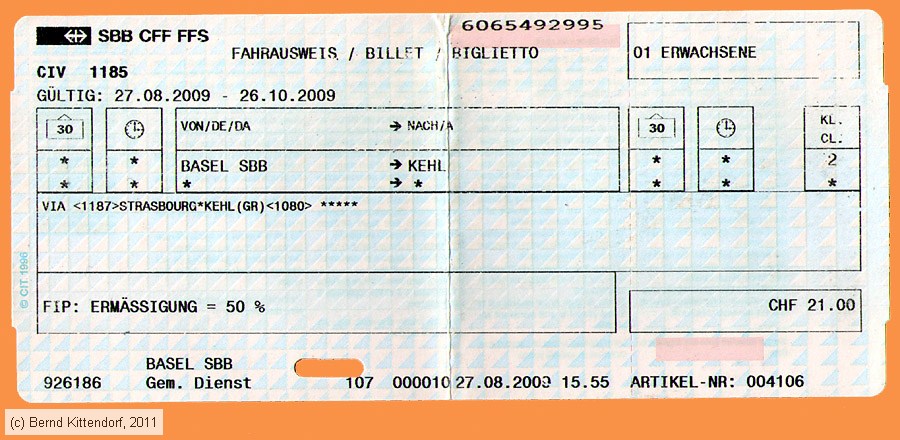 SBB - Fahrkarte
/ Bild: sbb_fk20090827e.jpg