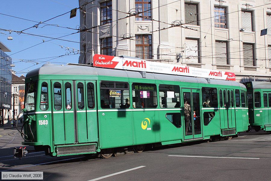 Basel - Straßenbahn - 1503
/ Bild: basel1503_cw0802240256.jpg Basel - Straßenbahn - 1503
/ Bild: basel1503_cw0802240256.jpg