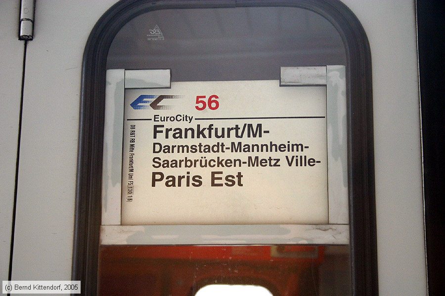 Deutsche Bahn - Zuglaufschild - EC 56
/ Bild: zuglaufec56_e0018719.jpg