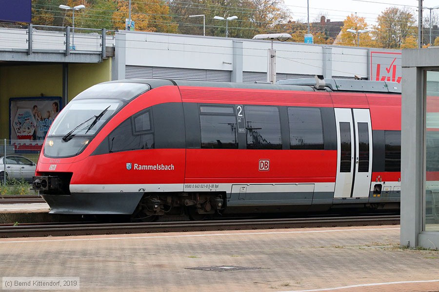 Deutsche Bahn - 643 021
/ Bild: db643021_bk1911130093.jpg
