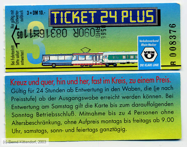 Rhein-Haardtbahn - Fahrkarten - Verbundfahrscheine
/ Bild: rhbzz24h.jpg Rhein-Haardtbahn - Fahrkarten - Verbundfahrscheine
/ Bild: rhbzz24h.jpg