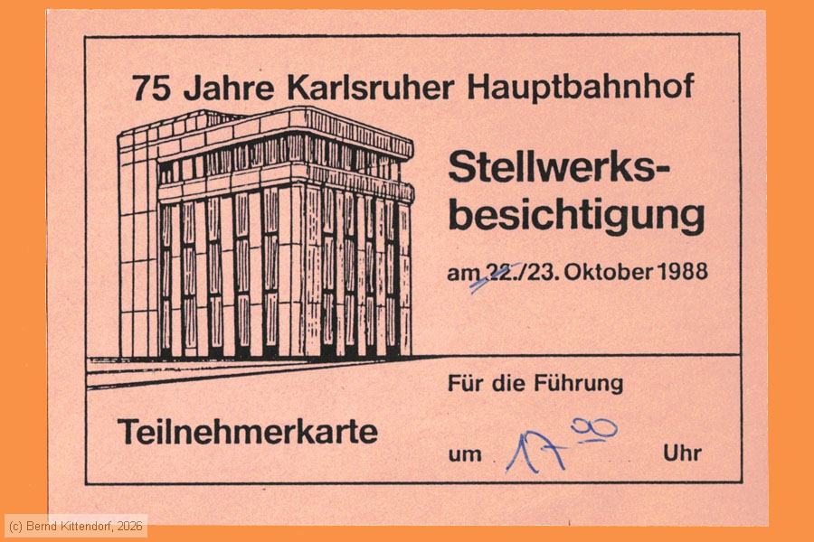 Karlsruhe Hauptbahnhof - Stellwerksbesichtigung
/ Bild: bfkarlsruhehbf_fk198810231700.jpg
