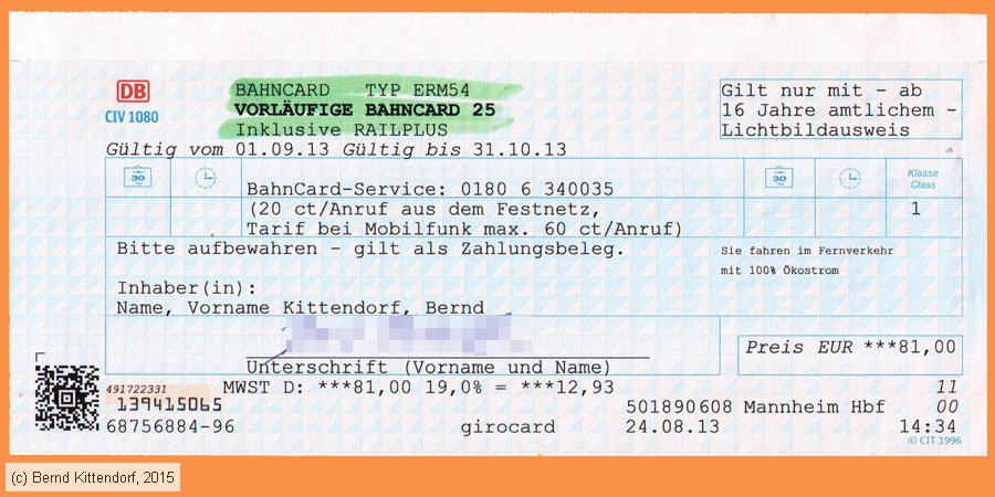 Deutsche Bahn - Vorläufige Bahncard
/ Bild: db_fk20130901bc25a.jpg