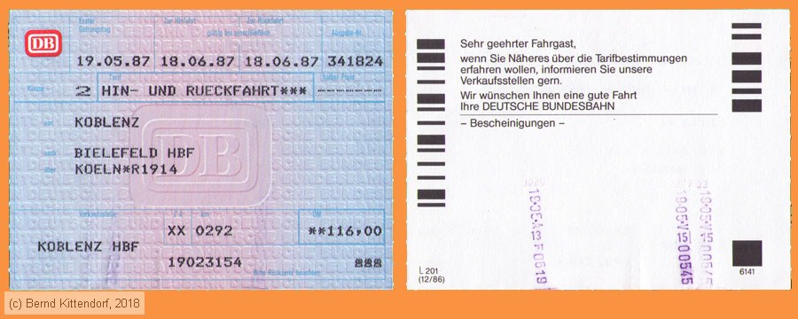 Deutsche Bundesbahn - Fahrkarte
/ Bild: db_fk19870519rfk.jpg