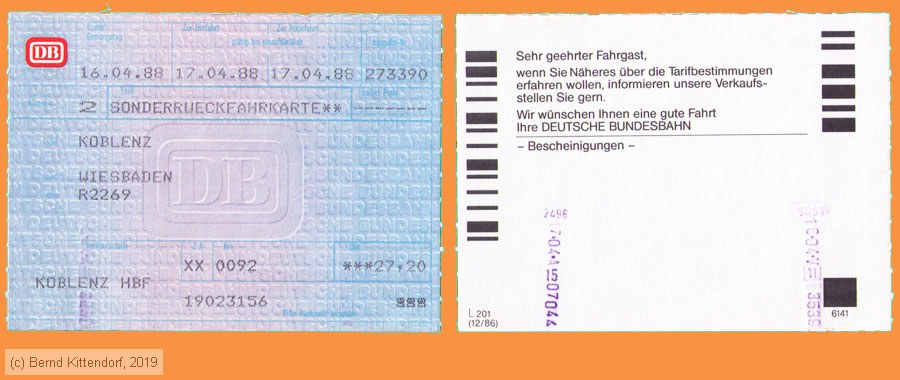 Deutsche Bundesbahn - Fahrkarte
/ Bild: db_fk19880416srfk.jpg