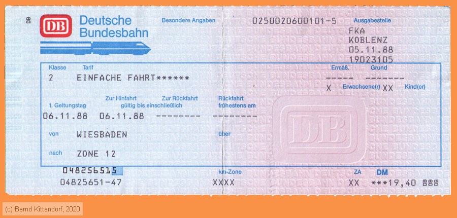 Deutsche Bundesbahn - Fahrkarte
/ Bild: db_fk19881106efkzo12.jpg