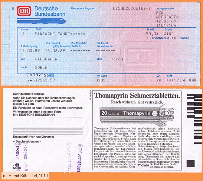 Deutsche Bundesbahn - Fahrkarte
/ Bild: db_fk19890312e.jpg