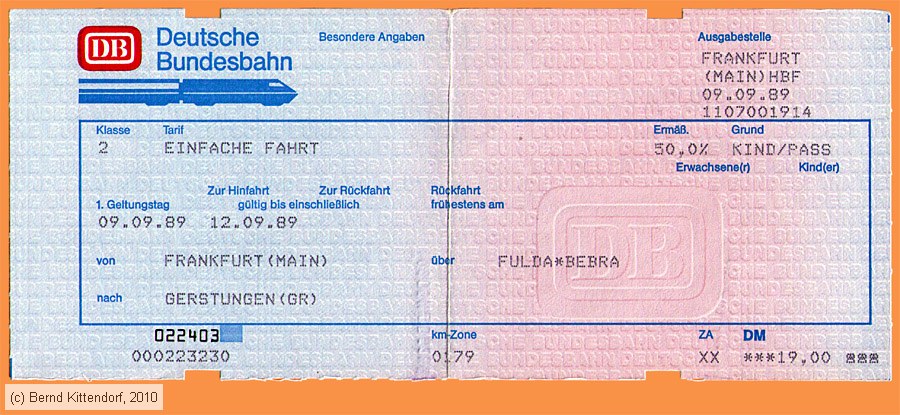Deutsche Bundesbahn - Fahrkarte
/ Bild: db_fk19890909e.jpg