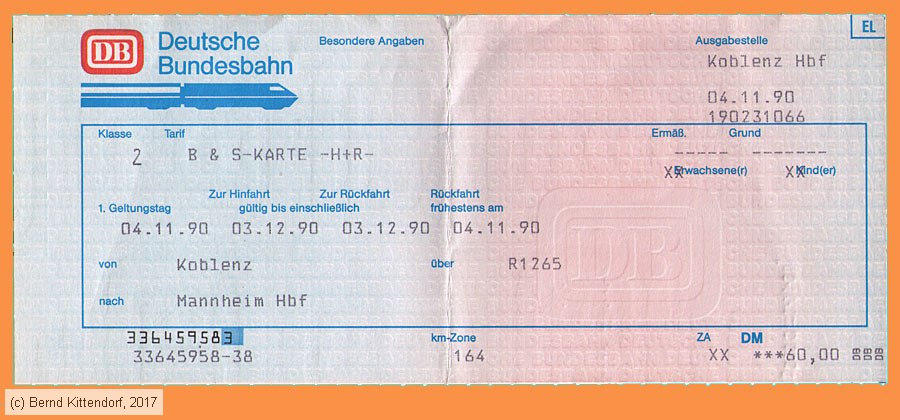 Deutsche Bundesbahn - Fahrkarte
/ Bild: db_fk19901104bshr.jpg