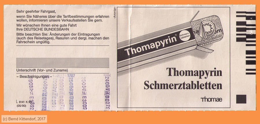 Deutsche Bundesbahn - Fahrkarte
/ Bild: db_fk19910824uwks2.jpg Deutsche Bundesbahn - Fahrkarte
/ Bild: db_fk19910824uwks2.jpg