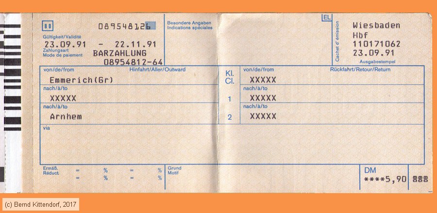 Deutsche Bundesbahn - Fahrkarte
/ Bild: db_fk19910923fks3.jpg Deutsche Bundesbahn - Fahrkarte
/ Bild: db_fk19910923fks3.jpg