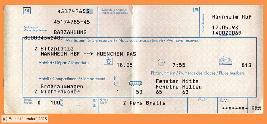 Deutsche Bundesbahn - Reservierung
/ Bild: db_fk19930518res2ph1.jpg