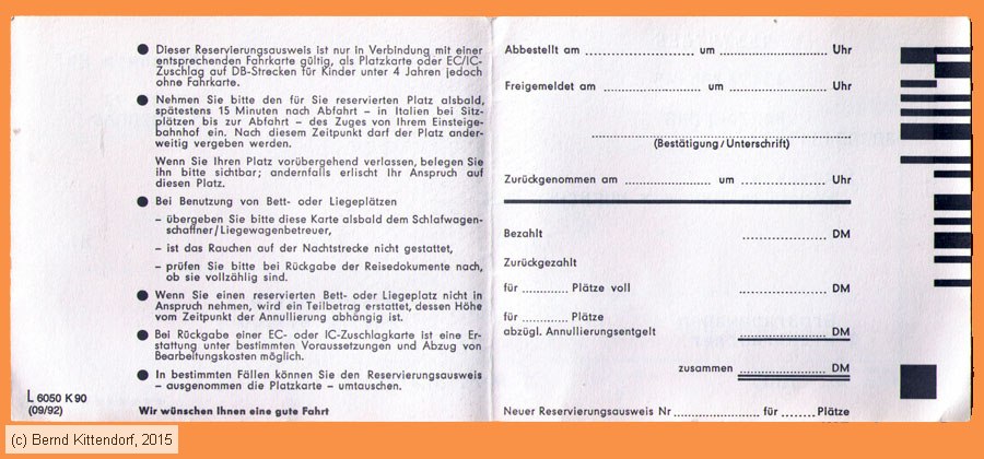 Deutsche Bundesbahn - Reservierung
/ Bild: db_fk19930518res2ph2.jpg