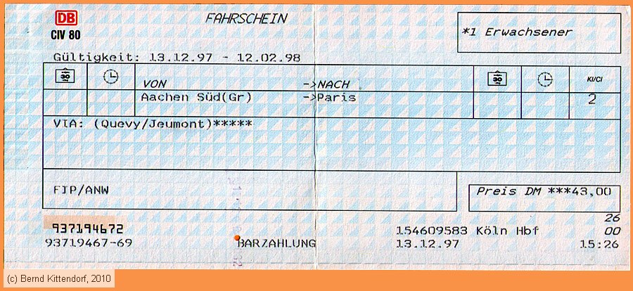 Deutsche Bahn - Fahrkarte
/ Bild: db_fk19971213fk2.jpg