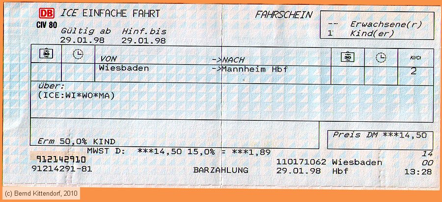 Deutsche Bahn - Fahrkarte
/ Bild: db_fk19980129e.jpg