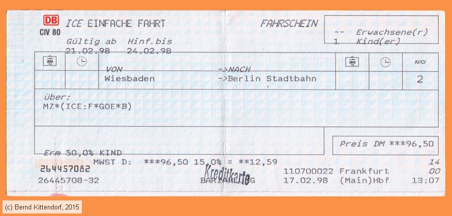 Deutsche Bahn - Fahrkarte
/ Bild: db_fk19980221efkks1.jpg