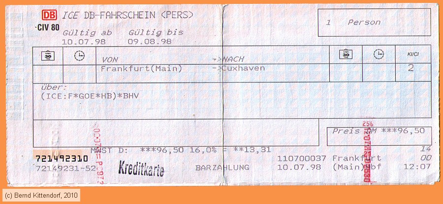 Deutsche Bahn - Fahrkarte
/ Bild: db_fk19980710e.jpg