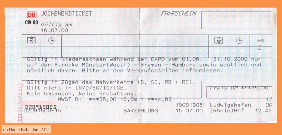 Deutsche Bahn - Wochenendticket
/ Bild: db_fk20000716woe.jpg