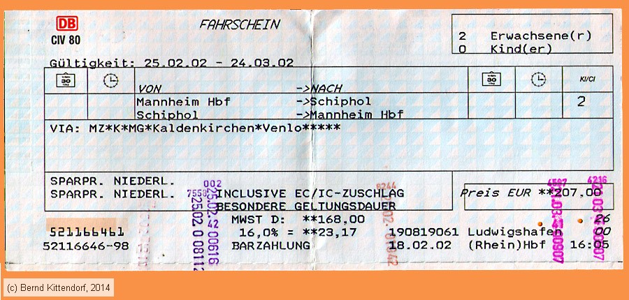 Deutsche Bahn - Fahrkarte
/ Bild: db_fk20020225spnl.jpg