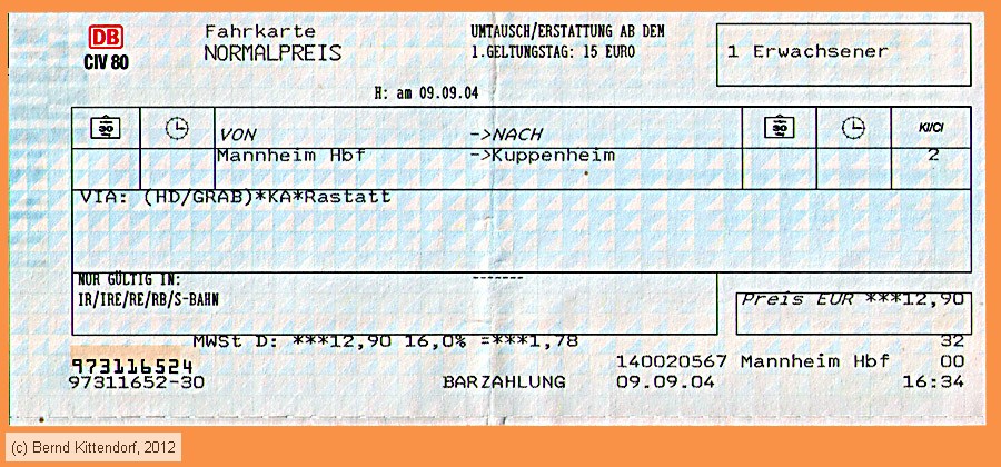 Deutsche Bahn - Fahrkarte
/ Bild: db_fk20040909e.jpg