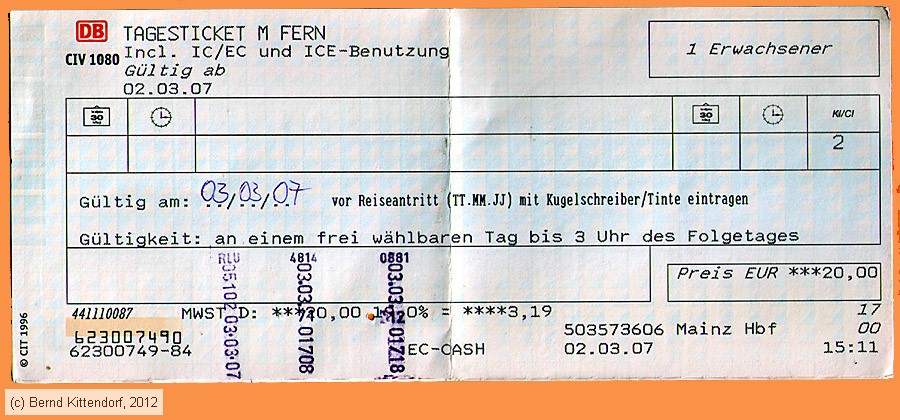 Deutsche Bahn - Fahrkarte
/ Bild: db_fk20070302ttmf.jpg
