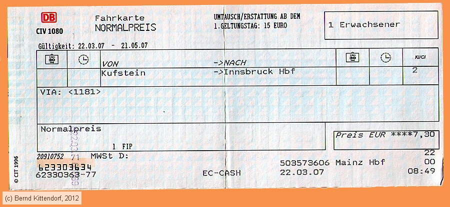Deutsche Bahn - Fahrkarte
/ Bild: db_fk20070322efk.jpg