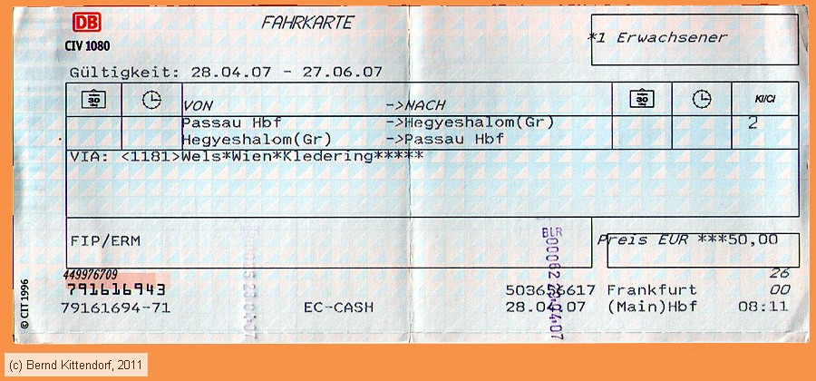 Deutsche Bahn - Fahrkarte
/ Bild: db_fk20070428rfk.jpg