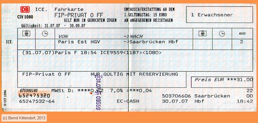 Deutsche Bahn - Fahrkarte
/ Bild: db_fk20070731fkfipp.jpg
