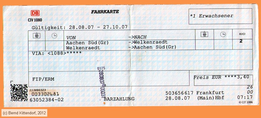 Deutsche Bahn - Fahrkarte
/ Bild: db_fk20070828rfk.jpg