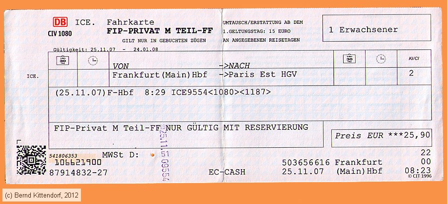 Deutsche Bahn - Fahrkarte
/ Bild: db_fk20071125fipmff.jpg