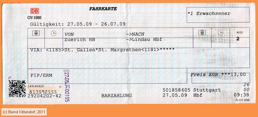 Deutsche Bahn - Fahrkarte
/ Bild: db_fk20090527f.jpg