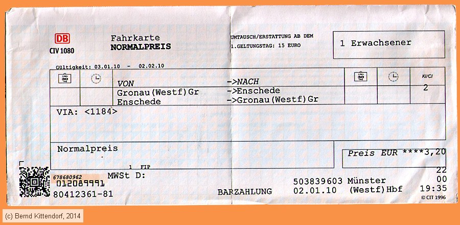 Deutsche Bahn - Fahrkarte
/ Bild: db_fk20100102rfk.jpg