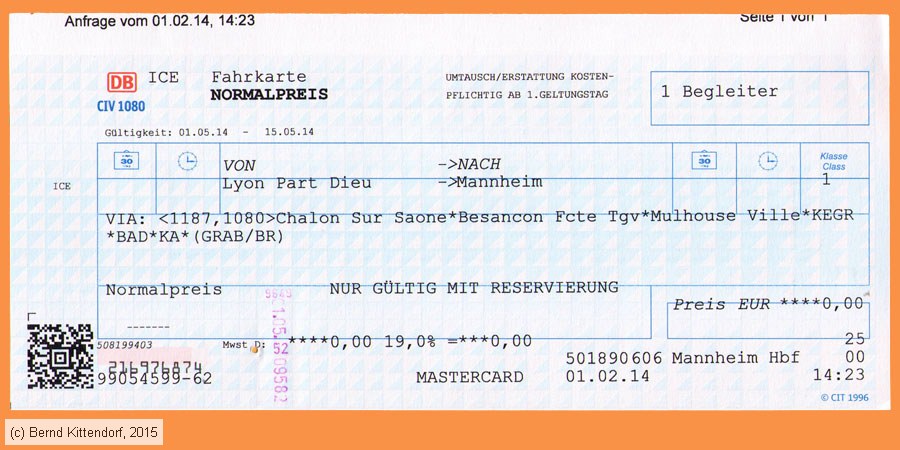 Deutsche Bahn - Fahrkarte Begleiter
/ Bild: db_fk20140501null.jpg Deutsche Bahn - Fahrkarte Begleiter
/ Bild: db_fk20140501null.jpg