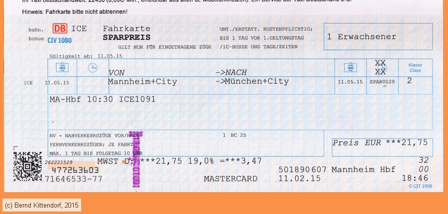 Deutsche Bahn - Fahrkarte Sparpreis
/ Bild: db_fk20150511sp.jpg