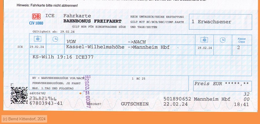 Deutsche Bahn - Fahrkarte Bahnbonus Freifahrt
/ Bild: db_fk20240229r1bbf.jpg