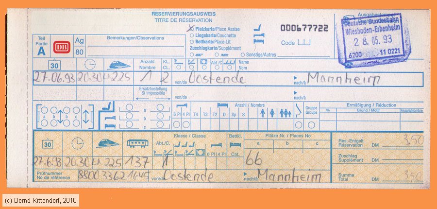 Deutsche Bundesbahn - Reservierung
/ Bild: db_fk19930627ress1.jpg
