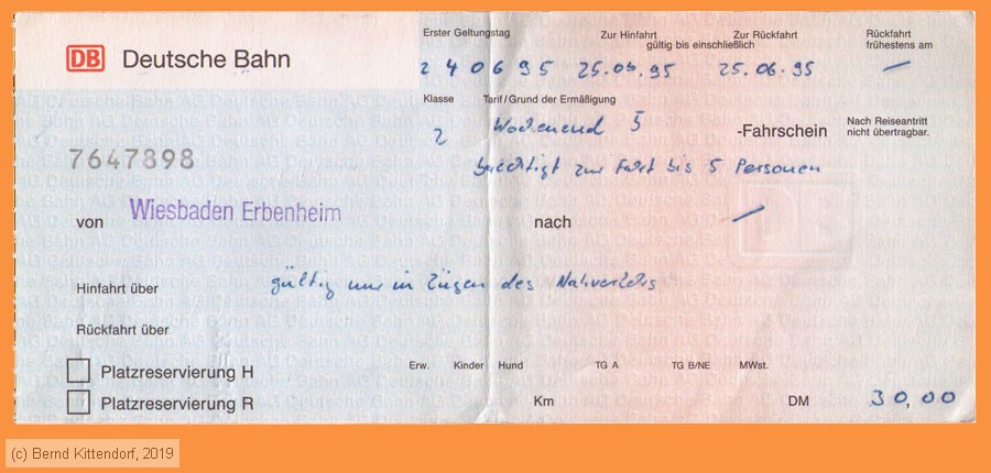 Deutsche Bahn - Wochenendticket
/ Bild: db_fk19950624woe.jpg