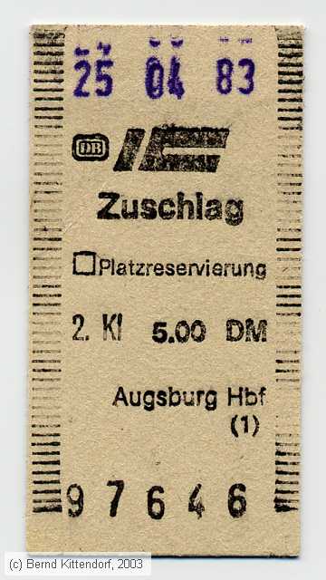 Deutsche Bundesbahn - IC-Zuschlag
/ Bild: db_fk19830425iczu.jpg