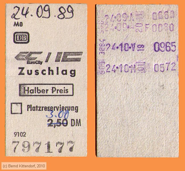 Deutsche Bundesbahn -  EC / IC Zuschlag
/ Bild: db_fk19890924iczu.jpg