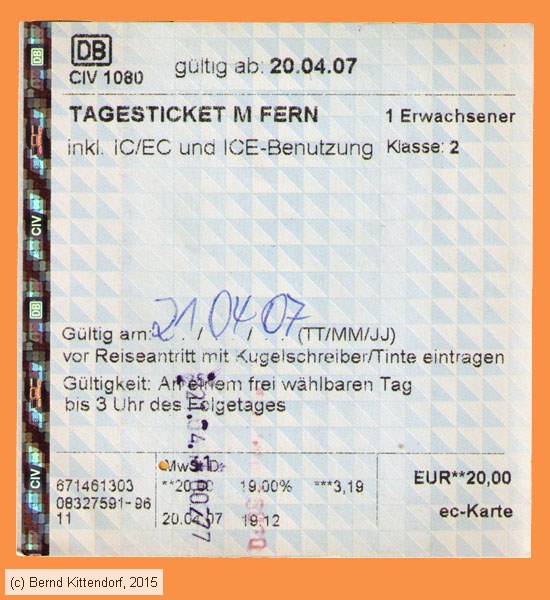 Deutsche Bahn - Fahrkarte
/ Bild: db_fk20070421ttmf.jpg