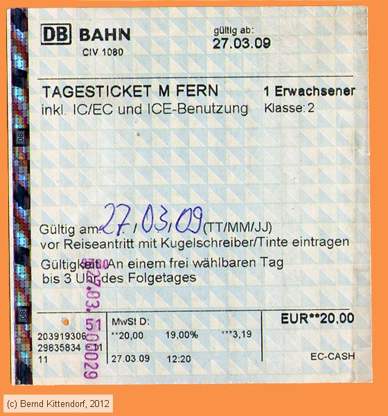 Deutsche Bahn - Fahrkarte
/ Bild: db_fk20090327tm.jpg