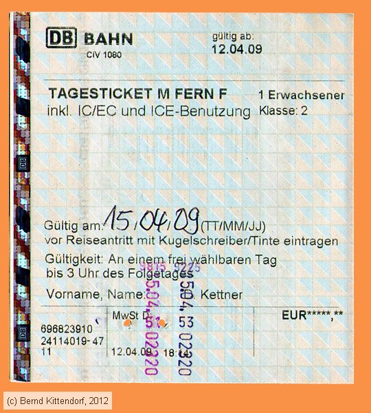 Deutsche Bahn - Fahrkarte
/ Bild: db_fk20090412tmf.jpg